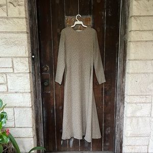 Calvin Klein Collection | Silk Maxi Long Sleeve Dress Organic Print Midi